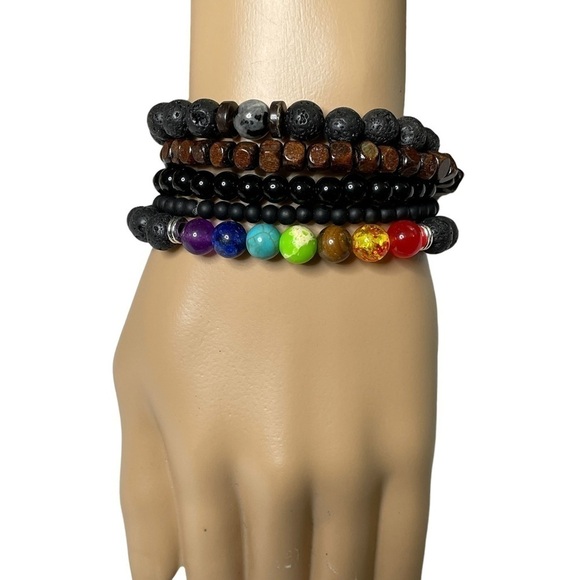 Stretchy bracelets set of 5 rainbow NWOT - Picture 1 of 7